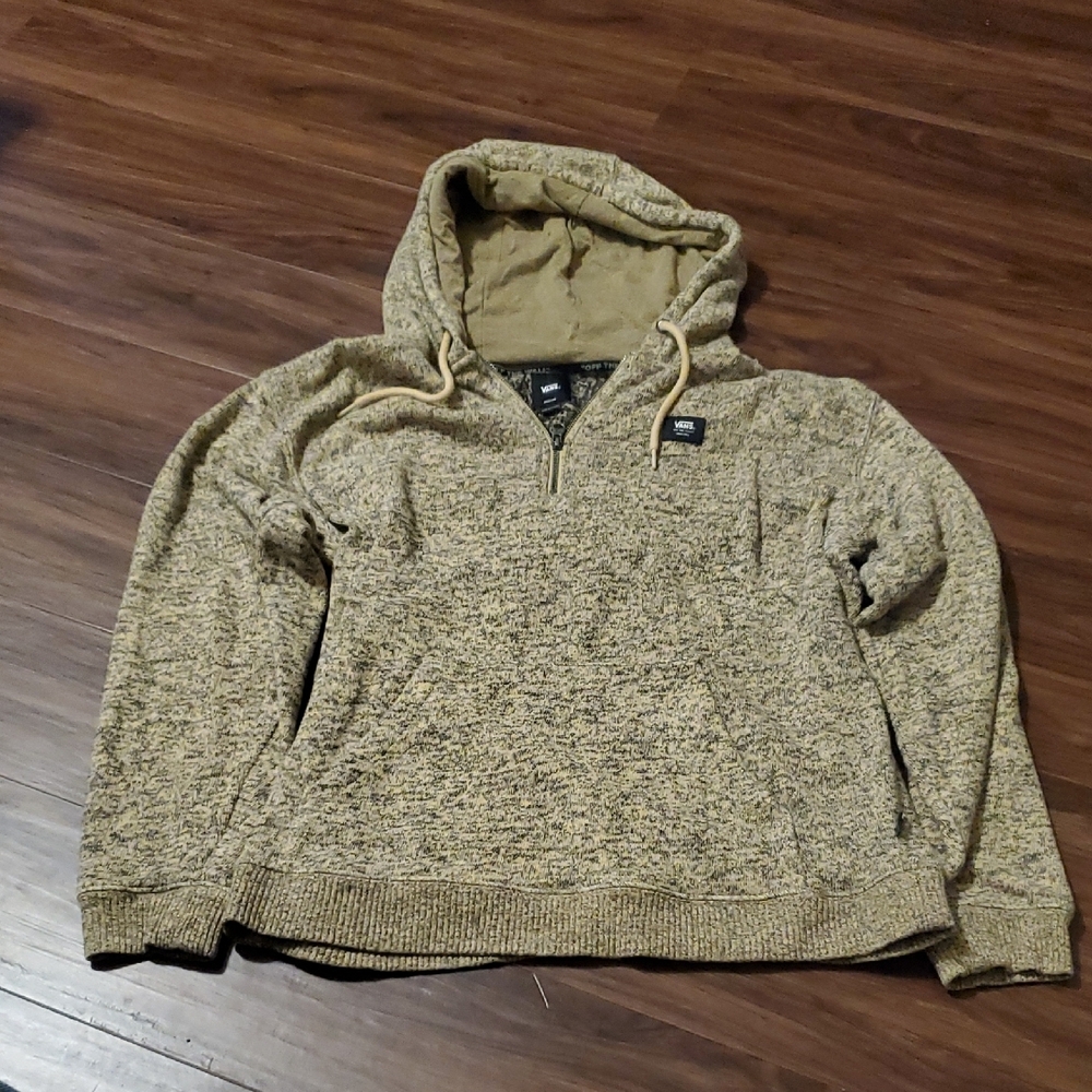 Vans Off The Wall Men's Olive Heather Half-Zip Hoodie Sweater